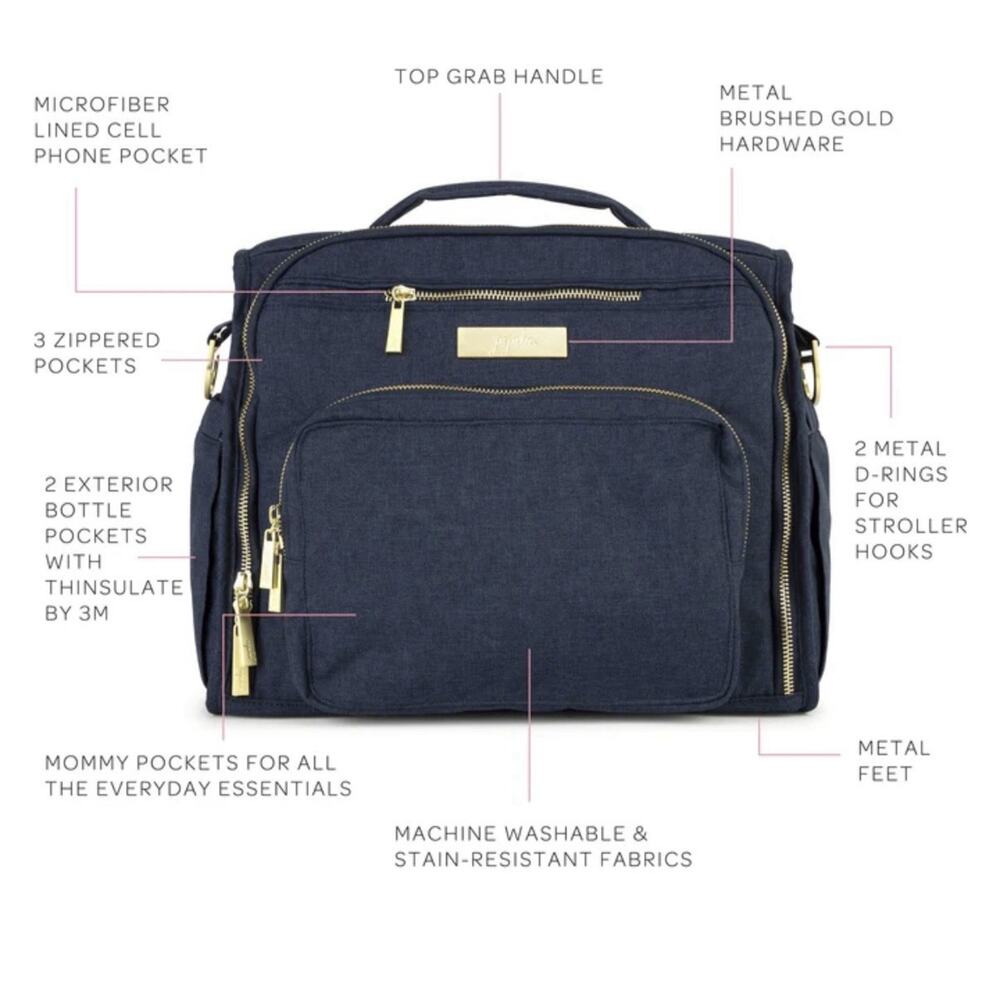 JUJUBE Ju Ju Be BFF INDIGO Gold CHROMATICS BFF Diaper Bag Backpack Handbag New - Picture 2 of 11